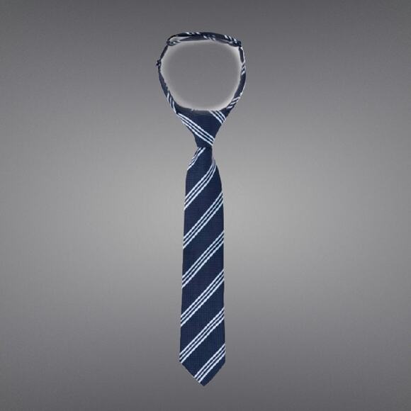 Boys Pre-tied Blue Striped Uniform Tie Size 10/12 - Picture 2 of 4